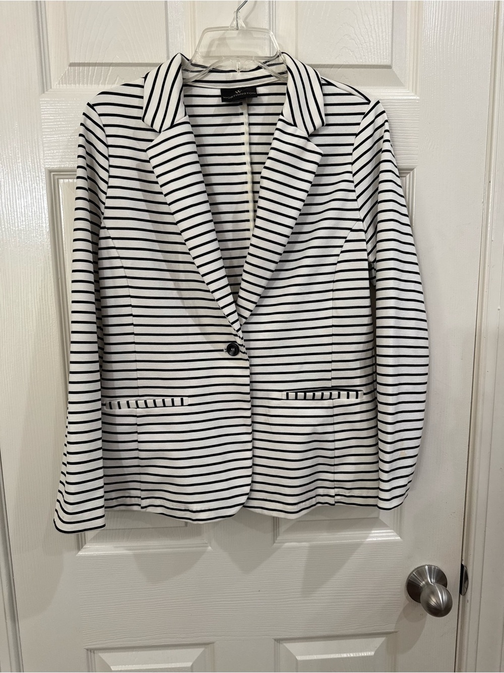 Worthington Black and White Striped Blazer